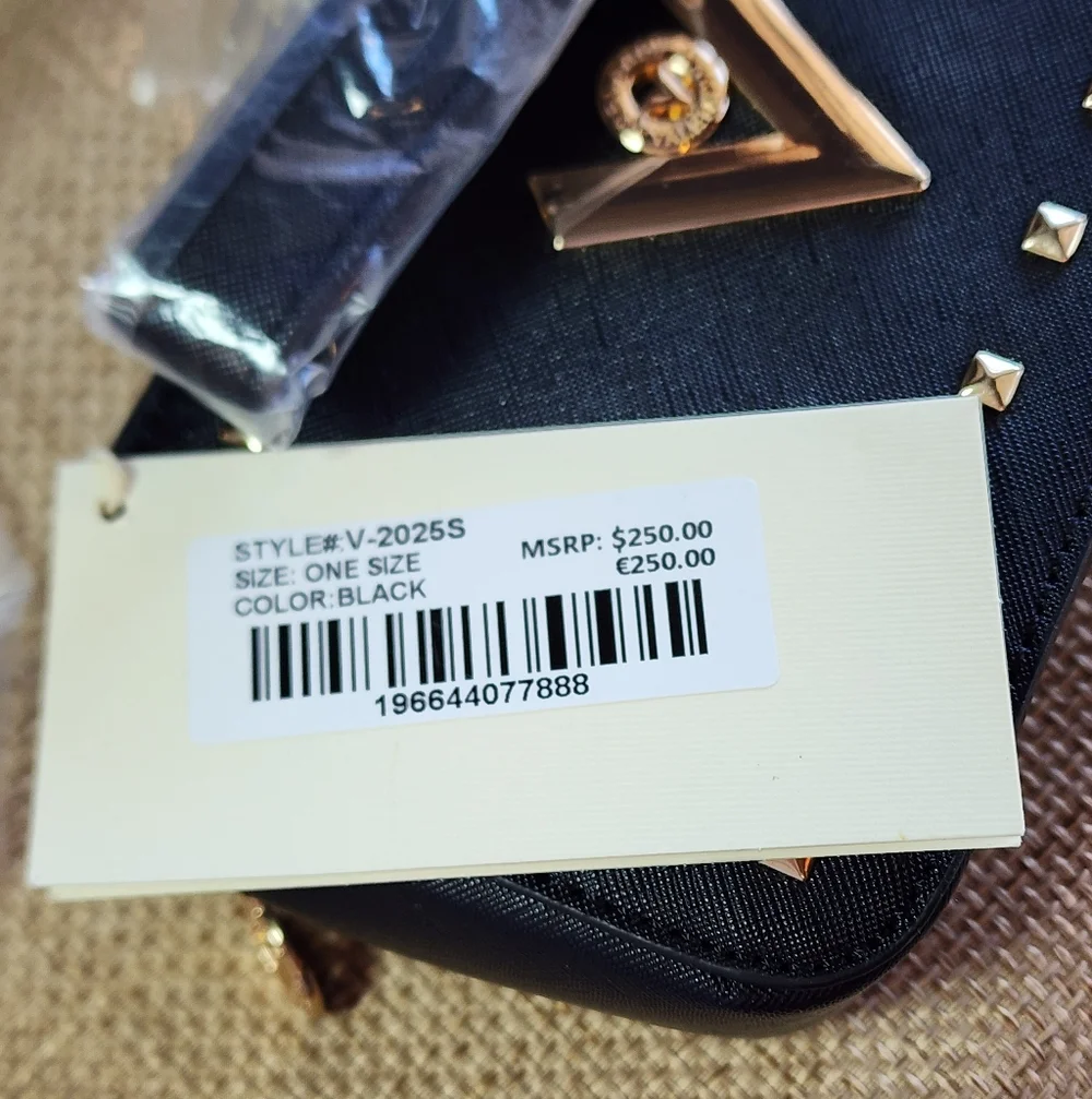 Valentino Orlandi Crossbody ITALY Camera Bag Purse Black Gold Hardware MSRP $250 - Picture 9 of 9